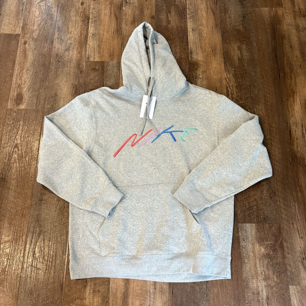 Nike Mens Club Fleece MultiColor Embroidered Logo Pullover Hoodie XXL FB7488-063